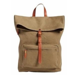 Madewell green fold over canvas backpack. Well-loved, but barely used!
